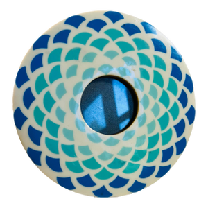 Vintage Art Deco Style Blue & White Small Round Tabletop Picture Frame