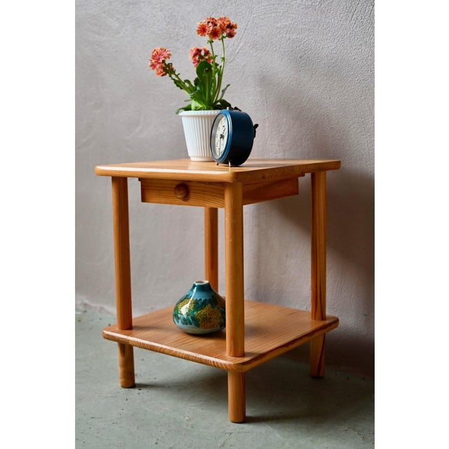 Vintage Scandinavian Bedside Table in Pine, 1970s For Sale - Image 3 of 12
