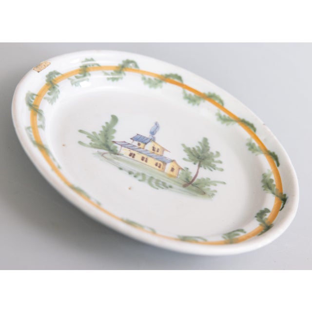 18th Century Nevers 18th Century Polychrome Tin-Glazed Earthenware Faïence Country Home Plate For Sale - Image 5 of 7
