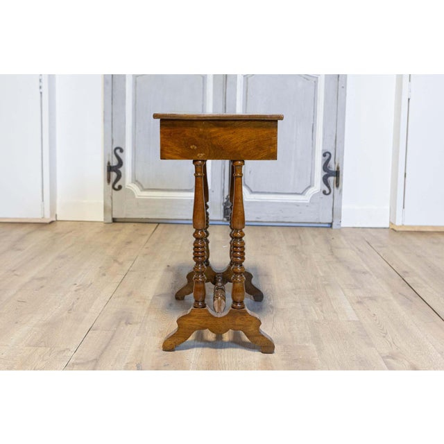Italian 19th Century Walnut Side Table with Inlaid Banding and Turned Legs For Sale - Image 11 of 12