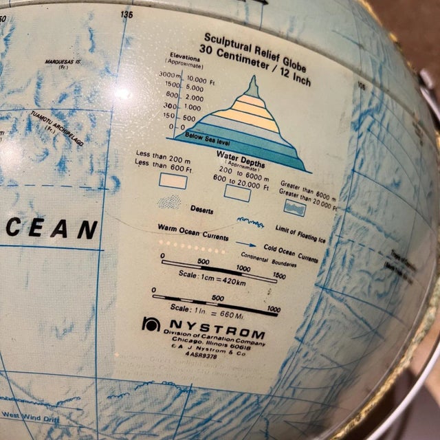 Modern 1990s Nystrom Sculptural Raised Relief World Globe For Sale - Image 3 of 8