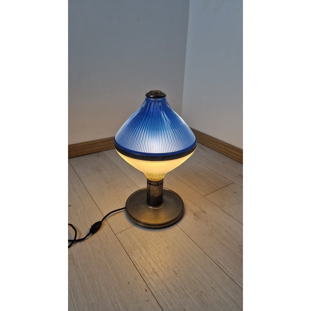 Polinnia Table Lamp in Burnished Brass with Crystal Diffuser Blue by BBPR for Artemide, 1964 For Sale - Image 17 of 18
