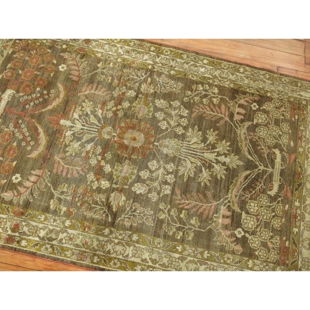 Early 20th Century Early 20th Century Elegant Brown Green Persian Malayer Rug - 4'3" x 6'9" For Sale - Image 5 of 18