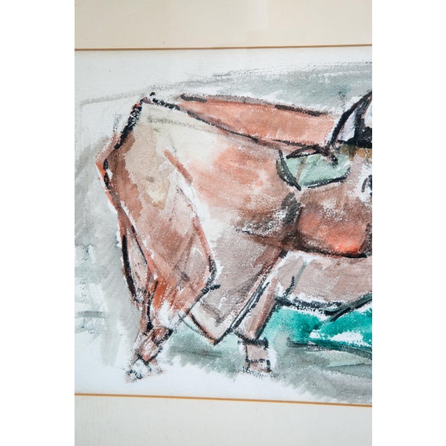 Paper Mid Century Modern Watercolor George Constant Bull Signed Painting Original For Sale - Image 7 of 12