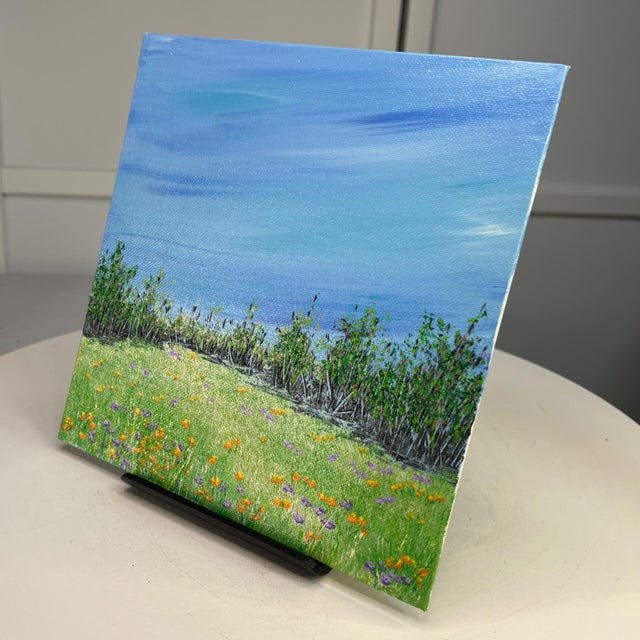 2020s A Walk in the Park Acrylic Painting 8" X 8" Unframed Nature Themed Wall Art For Sale - Image 5 of 7