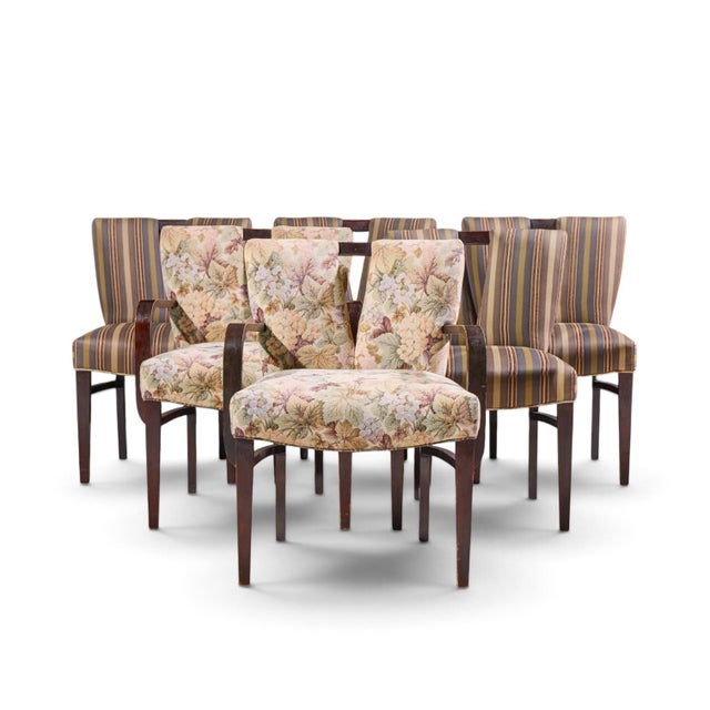 Paul Frankl Corset Mid Century Mahogany Dining Chairs - Set of 6 Each armless chair measures: 21.5 wide x 22.5 deep x 32...