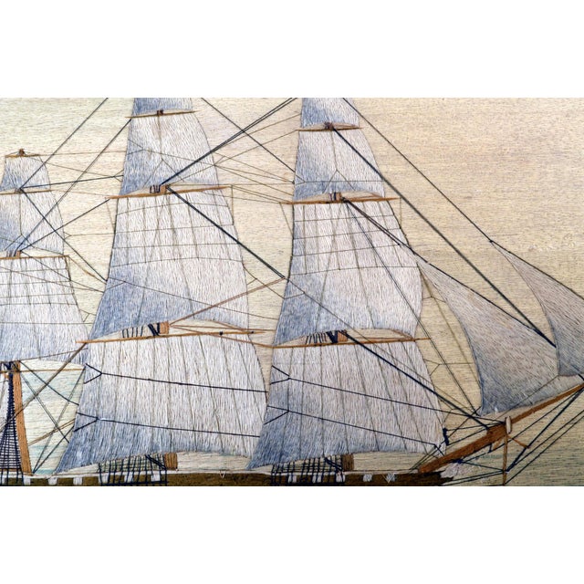 British Sailor’s Woolwork Woolie of a Royal Navy Ship Flying the Red Ensign Circa 1860 For Sale - Image 4 of 8