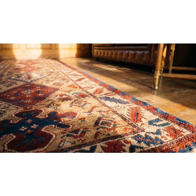 Textile 1890s Tan Camel Rhombus Antique Persian Serab Runner Rug 2'8" X 14'2" Handknotted Wool Carpet For Sale - Image 7 of 7