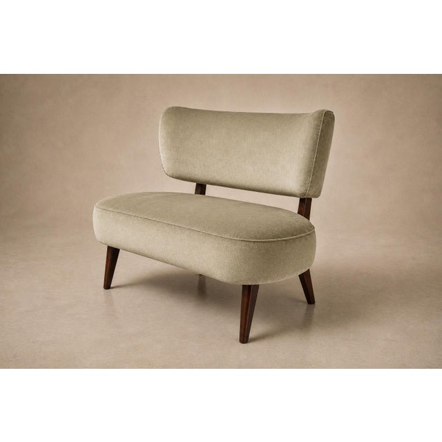 1960s Brazilian Modern Loveseat in Imbuia Wood and Sage Mohair, Cimo, Brazil, 1950s For Sale - Image 5 of 14