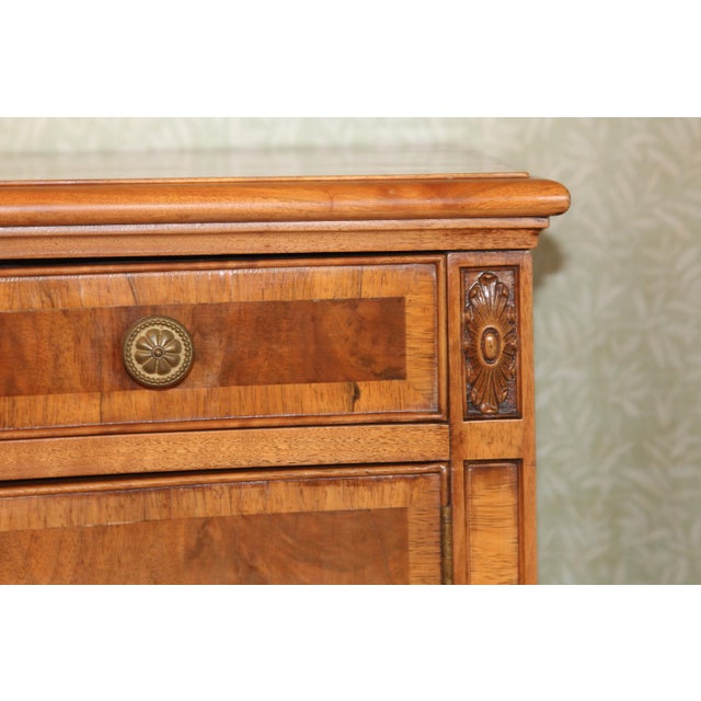 Antique Serpentine Walnut & Satinwood Sideboard Console, C. 1919 For Sale - Image 4 of 11