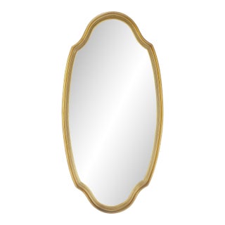 Mid Century Shield Shape Large 22x44 Oval Gold Gilt Leaf Wall Mirror MINT For Sale
