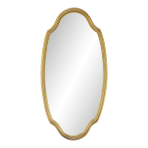 Mid Century Shield Shape Large 22x44 Oval Gold Gilt Leaf Wall Mirror MINT