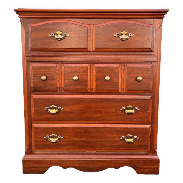 Florida Furniture Pecan 4-Drawer Tall Chest of Drawers For Sale
