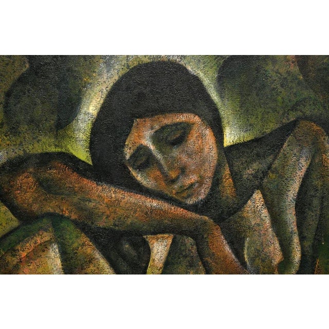 Mid-Century Modern Roger San Miguel, Nude Figurative Composition, 1970, Oil Painting on Canvas, Framed For Sale - Image 3 of 6