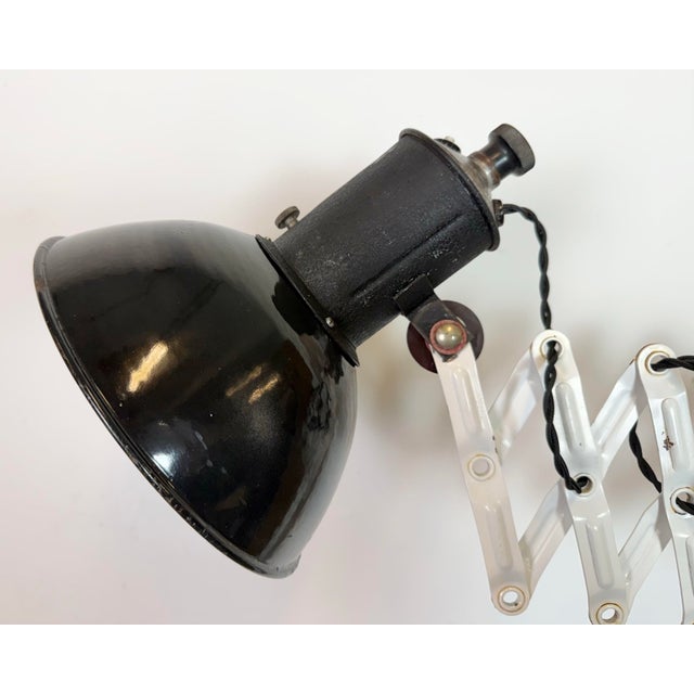 Mid-Century Modern Industrial Black Enamel Scissor Wall Lamp, 1950s For Sale - Image 3 of 18