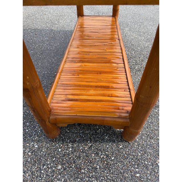 Vivai del Sud Vintage Huge Bamboo Console Table With Stone Top For Sale - Image 4 of 7