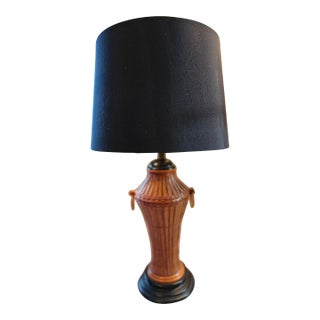 Vintage Woven Wicker Rattan Urn Basket Lamp For Sale