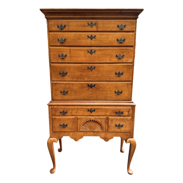 18th Century New England Queen Anne Maple Highboy For Sale