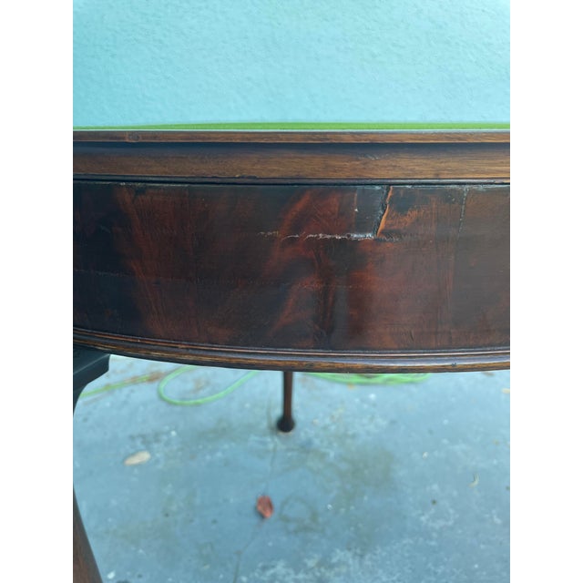 Antique 1880s French Mahogany Folding Game Table With Green Felt – Original Condition For Sale - Image 11 of 14