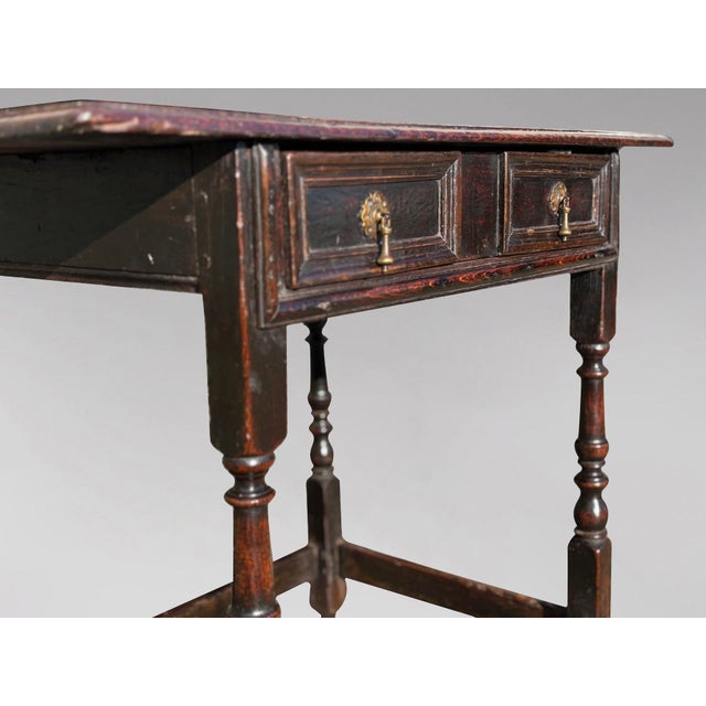 Antique Charles II Oak Lowboy Side Table, 1680 For Sale - Image 10 of 11