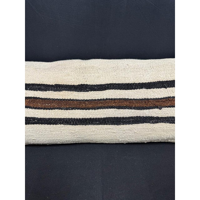 Contemporary Turkish Hemp Pillow Cushion Natural Beige Black Cushion Cover 14x40 For Sale - Image 3 of 4