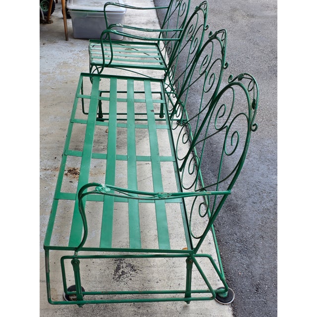 Metal Meadowcraft Style Vintage Outdoor Wrought Iron Sofa & Chair, 2 Pieces For Sale - Image 7 of 9
