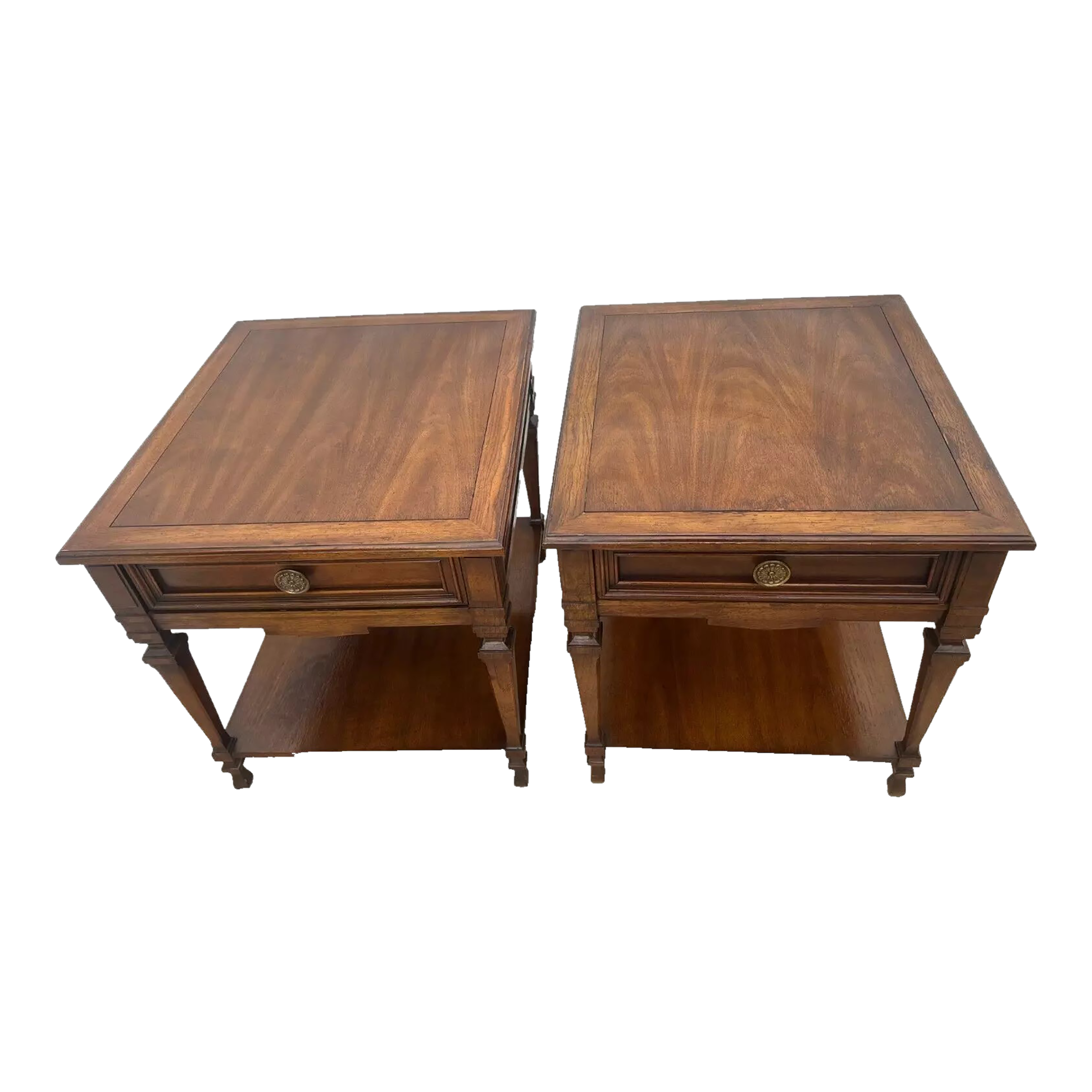 1970s Set of Two Drexel Heritage Nightstands End Tables Drawer