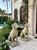 Pair of Vintage Weathered Cast Stone Seated Hound Garden Statues For Sale - Image 10 of 11
