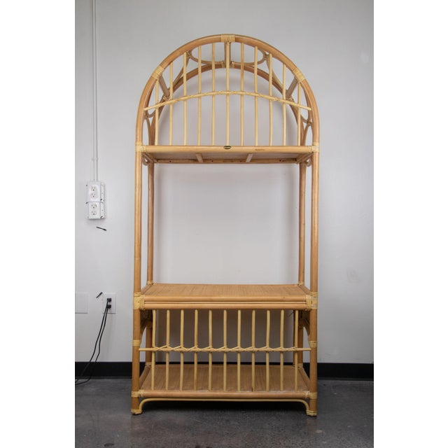 Late 20th Century Pair of Arched Rattan Etageres For Sale In West Palm - Image 6 of 8