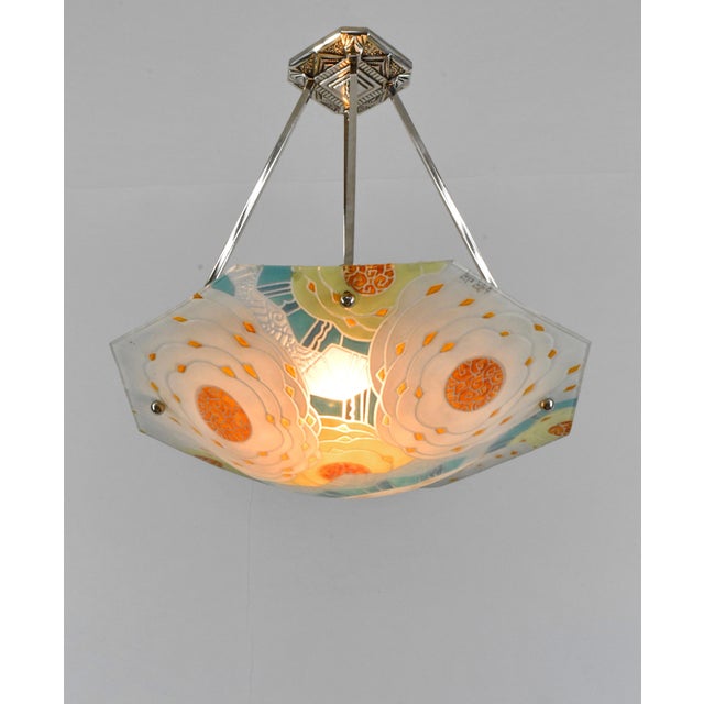 1930s French Art Deco Pendant Light by Loys Lucha - 1930 Chandelier France For Sale - Image 5 of 18