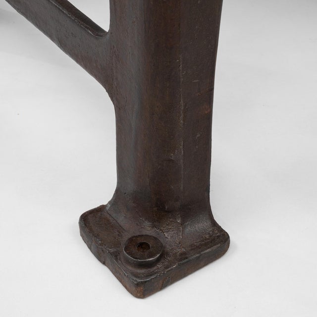 Mid 20th Century French Cast Iron Industrial Work Table With Brass Top For Sale - Image 12 of 18