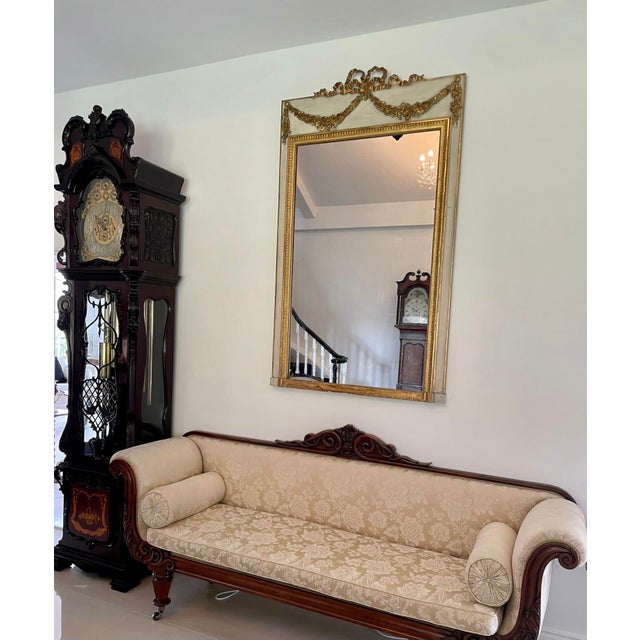 Large Victorian Giltwood and White Painted Overmantle Mirror, 1860s For Sale - Image 3 of 14