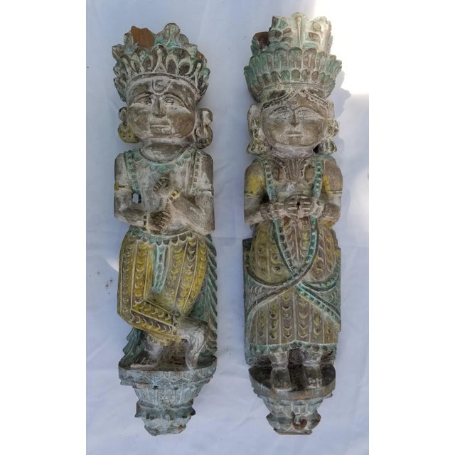 Vintage Pair of Carved Indian Figures For Sale - Image 9 of 9