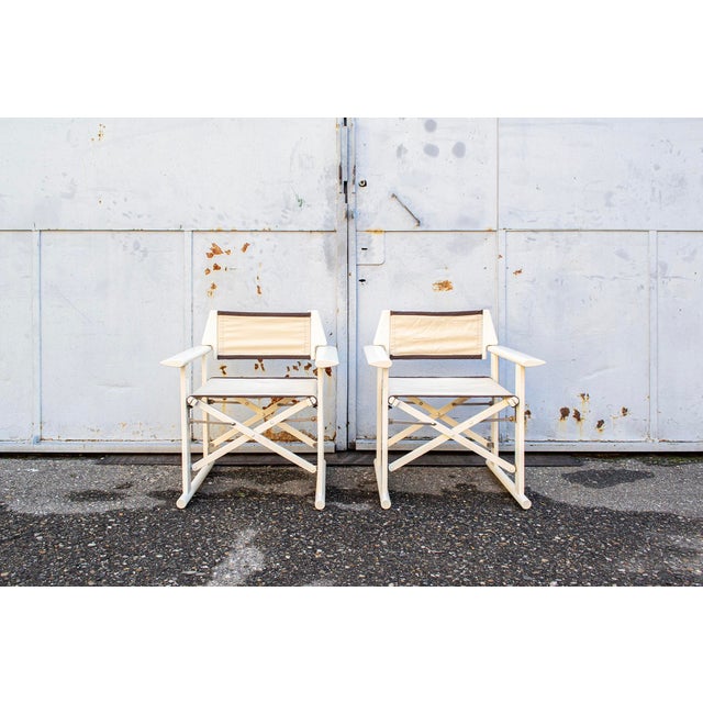 1960s Folding Armchairs in Lacquered White Wood by Carlo Hauner for Fratelli Reguitti, 1968, Set of 2 For Sale - Image 5 of 5
