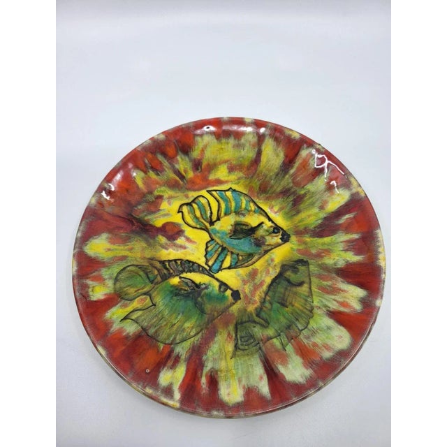 Decorative Plate Decorated with Multicolored Fish by Yves Alain Pleuven for Quimper, 1950s For Sale - Image 10 of 10