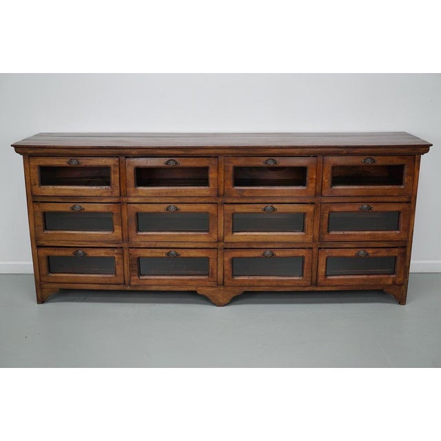 Vintage Dutch Teak Haberdashery Shop Cabinet / Vitrine For Sale - Image 12 of 14