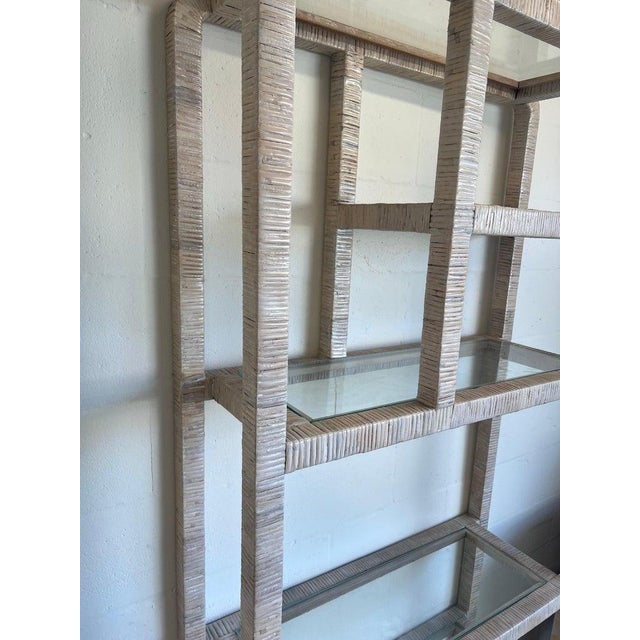 Palm Beach Whitewashed Rattan Etagere For Sale - Image 12 of 18
