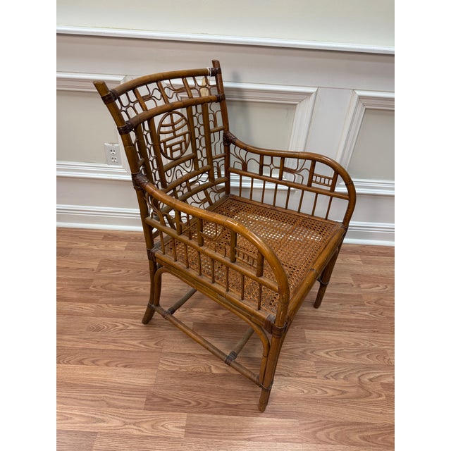 Late 20th Century Late 20th Century Century Furniture Brighton Pavilion Fretwork Bamboo Armchair For Sale - Image 5 of 8