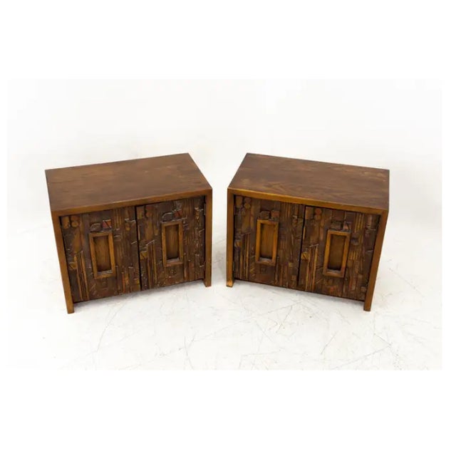 Lane Furniture Paul Evans Style Lane Pueblo Mid Century Brutalist Nightstands, Pair For Sale - Image 4 of 17