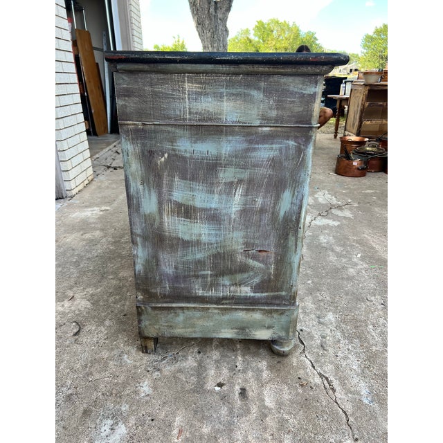 French 19th Century Louis Philippe Painted Marble Top Walnut Commode For Sale - Image 10 of 12