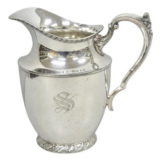 Vintage Victorian Silver Plated Melford Lemonade Water Pitcher With "S" Monogram For Sale