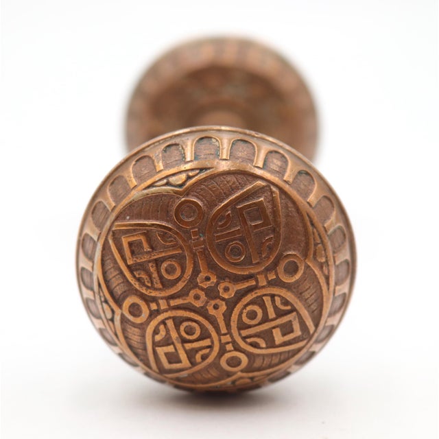 Bronze 1880s Norwalk Bronze Door Knob & Plate Set For Sale - Image 8 of 9