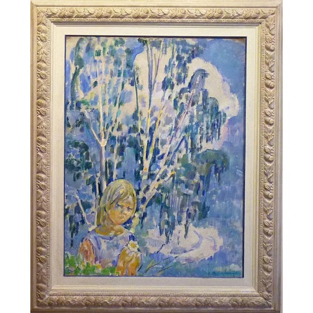 Blue , Child ,little Girl ,Russian post Impressionism, GLEB SAVINOV (Charkev, 1915 – St. Petersburg, 2000) Works by Gleb...