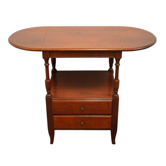 Late 20th Century Pennsylvania House Independence Hall Solid Cherry Traditional Style 37" Accent Drop Leaf End Table For Sale - Image 5 of 13