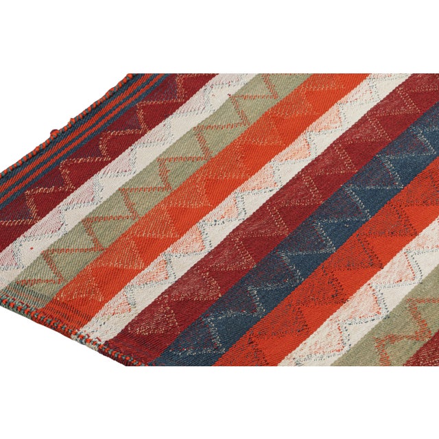 1950s 1950s Vintage Persian Kilim in Red With Plaid Multicolor Stripes by Rug & Kilim For Sale - Image 5 of 8