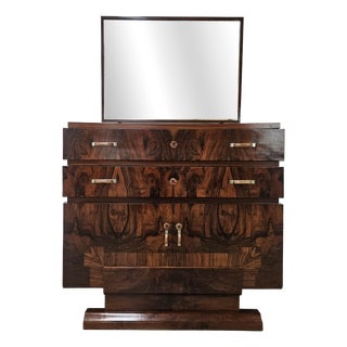 Art Deco Walnut Burl Sideboard with Mirror, 1940 For Sale