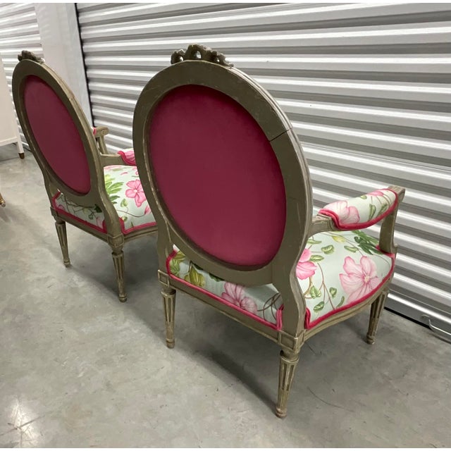 Pair of Manuel Canovas Antique Louis XVI Large Arm Chairs Fauteuils For Sale - Image 11 of 12