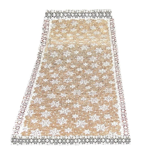 Lace Eco Friendly French Woven Jute Table Runner With Snowflake Chairish