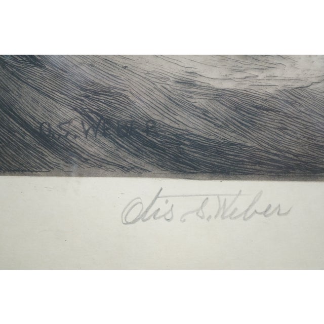 Antique Otis S Weber Signed Nautical Maritime Choppy Seas Clipper Ship Etching For Sale - Image 10 of 11