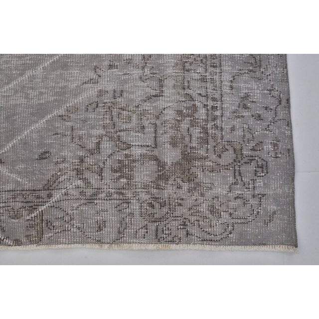 Turkish Vintage Distressed Turkish Area Rug, Monochromatic Grey and Charcoal Tones For Sale - Image 3 of 10